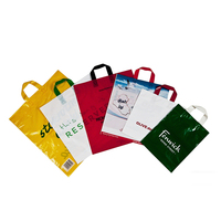 BAIYIFENG Sac en plastique PE réutilisable avec poignée annulaire souple, autoportant, pour l'emballage de vêtements et les achats commerciaux, personnalisable