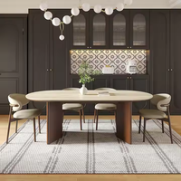 Ensemble de meubles de salle à manger de luxe italien moderne en bois de roche, design créatif, tables consoles pour appartement