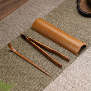 Ensemble de cuillères à thé en bambou vert, faites à la main, trois pièces, accessoires pour cérémonie du thé - Product Image 2