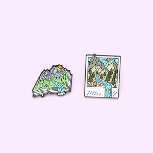 Broche en émail personnalisée avec motif forêt/<span class=keywords><strong>montagne</strong></span> pour Photo, sac <span class=keywords><strong>de</strong></span> Camping, vêtements, Badge <span class=keywords><strong>de</strong></span> revers, vente en gros, 9 pièces - Product Image 3