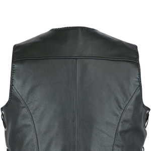 Wholesale Latest Style Genuine Leather Made <b>Men</b> <b>Vest</b> for Outdoor Wear OEM Custom Service <b>Men</b> Leather <b>Vests</b> in Bulk Quantity - Product Image 4