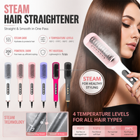 Brosse Lissante Chauffante Électrique Professionnelle à Ions Négatifs pour Salon de Coiffure, Peigne Lissant Ionique, Fer Plat en Céramique, Soin Capillaire à Vapeur