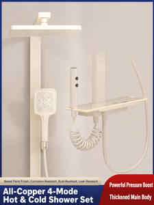 Ensemble de douche mural moderne en aluminium avec affichage LED de la température, mitigeur chaud/froid, 4 fonctions, pour cuisine extérieure - Product Image 4