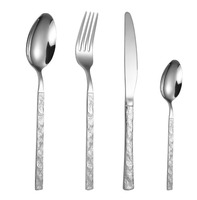 Nouvel ensemble de couverts en or couverts en acier inoxydable de qualité alimentaire couverts avec poignée forgée pour restaurant de cuisine à domicile