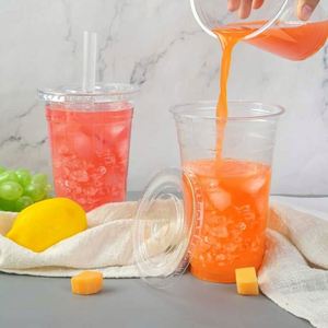 Gobelet en plastique jetable écologique à fond plat en PET transparent avec logo personnalisé, 98 mm, 12 oz-24 oz, pour boissons froides, café, thé, eau minérale - Product Image 4