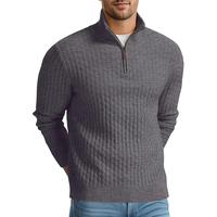 Pull à quart de fermeture éclair pour hommes Pull en tricot gaufré Polo Pull en tricot décontracté