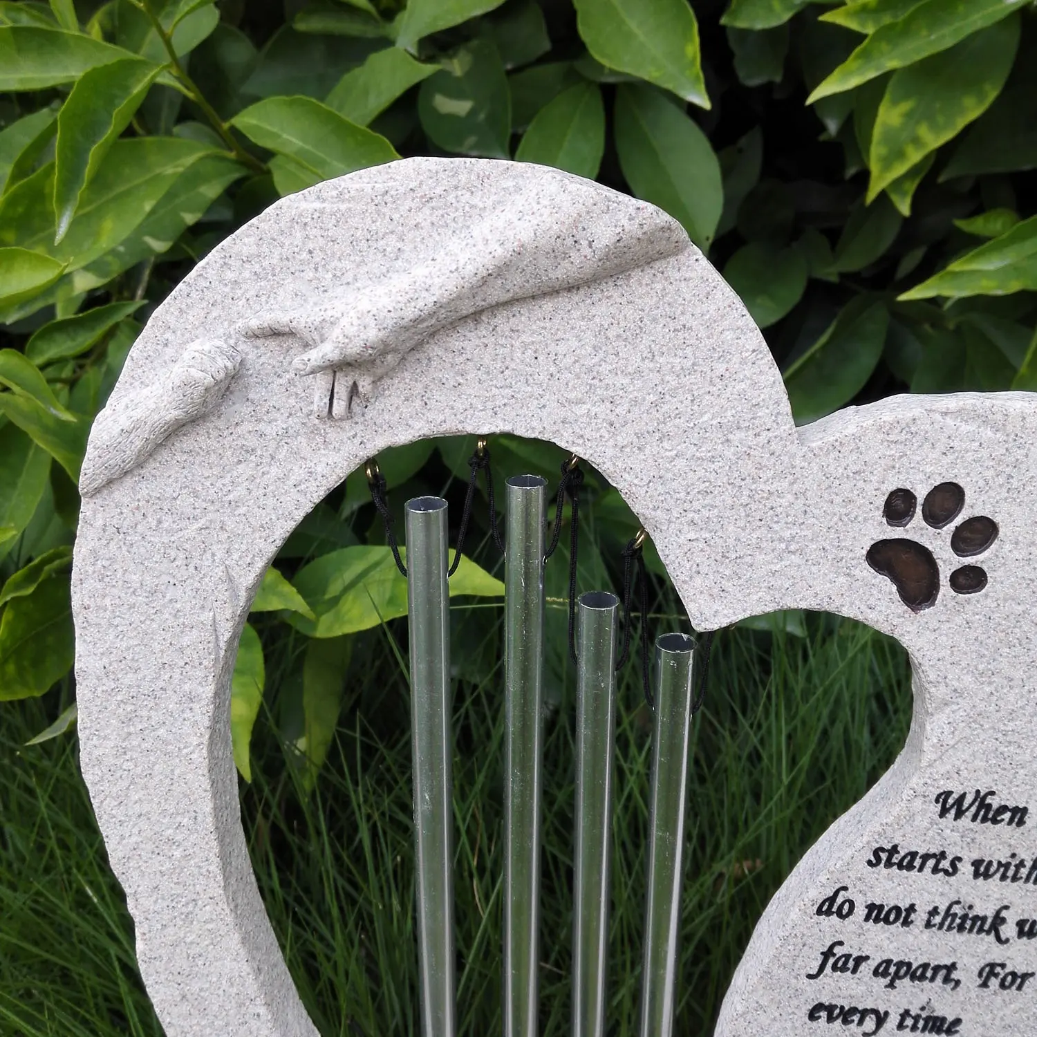 Cat Memorial Stones Wind Chime,Personalized Pet Memorial Stones Garden Stones Grave Markers,Engrave with Name and Dates