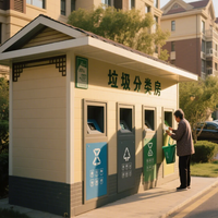 Station de tri des déchets écologique avec bacs multi-compartiments et système de contrôle des odeurs pour les communautés résidentielles