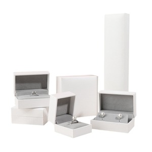 Custom White leather paper jewelry box <b>ring</b> necklace bracelet jewelry <b>storage</b> box gift packaging box - Product Image 4
