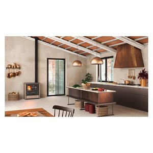 Estufa de Leña Rosetta Vst 16 Maiolica Tortora 7.9kW 88.5x57.2x84.3cm Eficiencia 5 Estrellas con Salida de Humos Des E Pos - Product Image 2