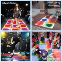 RGBW Liquid LED Interactive Dance Floor Tiles 30W Power Pressure Sensitive for Stage Use with Projection Lights RGB Colors