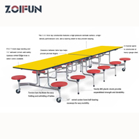 Ensemble de Table et Chaises Pliantes de Jardin 12 Places pour Cantine Scolaire, en Acier