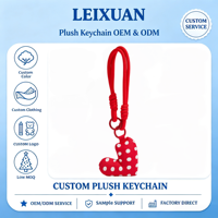 Porte-clés en peluche cœur rembourré à pois noirs mignon avec dragonne tressée kaki, pendentif de sac en tissu doux, cadeau pour femme