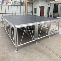 Scène mobile de mariage pliable en alliage d'aluminium double couche, taille personnalisée, durable, installation rapide, verre acrylique étanche