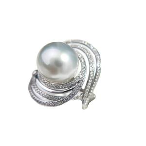 Anillo de Plata de Ley S925 con Incrustaciones de Perla Casi Impecable Perfectamente Redonda de 11-10 mm, Joyería de Moda Diseñada a Mano - Product Image 4