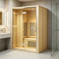 Cabine de sauna infrarouge en bois Mongolica Pine 1500x1200x2000mm avec verre 8mm, pour 2-3 personnes, pour la maison