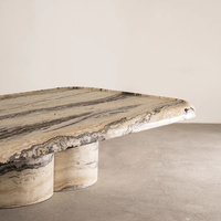 Table basse rectangulaire pliable en marbre travertin naturel style crème, design nordique, mobilier de salon de luxe léger