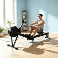 Máquina de Remo con Resistencia al Aire, 10 Niveles de Resistencia, Pantalla con Monitor, Carga Máxima 150 kg, Máquina de Ejercicio para Gimnasio en Casa