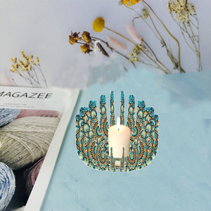 Mô hình Mandala màu xanh lấp lánh nhựa kim cương sơn người giữ Ngọn Nến-trang trí nhà thanh lịch - Product Image 5