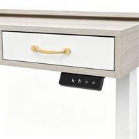 Bureau debout électrique pliable moderne avec plateau en bois, tiroirs de rangement, hauteur réglable, poste de travail motorisé pour ordinateur de bureau