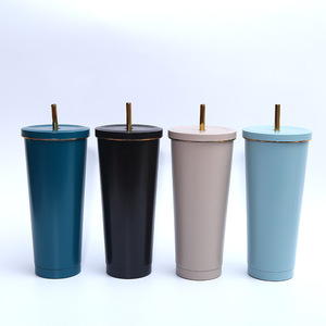 Vaso de Acero Inoxidable con Pajita, Gran Capacidad, Aislado al Vacío, para Café, Regalo, para Uso en el Auto - Product Image 1