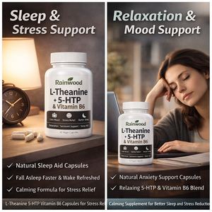 Cápsulas de <span class=keywords><strong>L</strong></span>-Teanina, 5-HTP y Vitamina B6 de Marca Privada Rainwood, Suplemento para Dormir, Fabricante OEM, Apoyo al Estado de Ánimo - Product Image 3