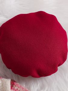 Cute Baby Girl Korean Winter Warm Long Printed Check Padded Coat Wine Red Bow Decorative Button Design with Beret for <strong>Toddler</strong> - Product Image 3