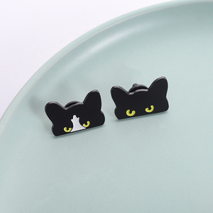 Gothic mata besar Pin Enamel kucing hitam lucu Kitty gelap Humor gaya bros kerah Lapel lencana grosir hadiah perhiasan untuk anak-anak teman-teman - Product Image 1