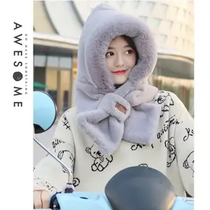 Các Màu Hồng Cape Hat Khăn Combo Hoodies Thời Trang Earflaps Set Ấm Cúng Sang Trọng Trẻ Em Động Vật Mùa Đông Mũ Với Tai Faux Fur Hat