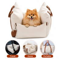 Siège de voiture pour animaux de compagnie en lin de luxe personnalisé, protection latérale épaissie pour chiens de petite et moyenne taille, lit de chien portable pour voiture