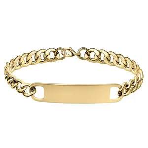 Ywganggu Stainless Steel Custom Curved Blank Bracelet Bar Cuban Chain Bracelet Hand Chain For Men Women Jewelry