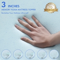 Couvre-matelas en mousse à mémoire de forme hypoallergénique en gel rafraîchissant de 3 pouces Couvre-matelas