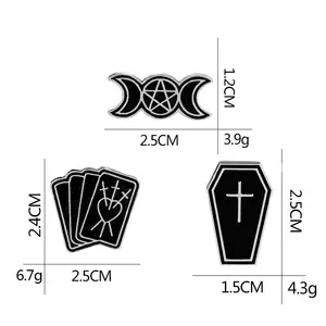 도매 패션 포커 요술 블랙 메탈 에나멜 브로치 핀