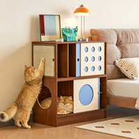 Vente flash : Maison pour chat 3-en-1, villa pour chat, mobilier partagé entre humain et animal, abri multifonctionnel pour chat d'intérieur