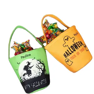 Personalized Name Halloween Tote Bag Kids Halloween Basket Ghost Halloween Basket