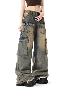 Pantaloni Cargo da Donna <span class=keywords><strong>SMO</strong></span>, Stile Vintage con 6 Tasche, Vita Alta, per l'Inverno - Product Image 2