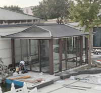 Véranda moderne à toit polygone à rupture de pont thermique, verre trempé Low-E, sur mesure, pour villa extérieure, vente en gros