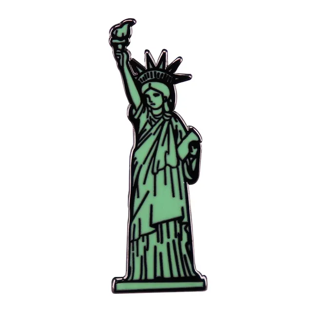 Patung Amerika Kebebasan Wanita Bros Pin Kerah Pin Logam Bros Lencana Pin Enamel Indah