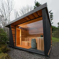 Ruang Sauna Kubus Desain Modern untuk 2-6 Orang, Uap Kering, Daya 6kw, Kayu Pinus Hemlock Red Cedar, Panel Kontrol Pemanas Kayu Solid