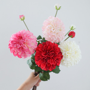 Welfare Dahlia <b>Artificial</b> Flowers Pink Silk High Simulation Wedding Home Decor 2-Head <b>Bouquet</b> - Product Image 3