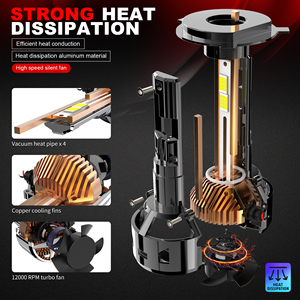 Bóng đèn pha <span class=keywords><strong>LED</strong></span> 300W, tản nhiệt đồng lớn, model H4 H1 H7 dành cho xe Impreza Outback, ánh sáng xanh 6500k, dùng cho ô tô và xe máy - Product Image 4