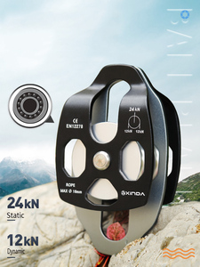 XINDA XD-8613 24kN <span class=keywords><strong>Doppia</strong></span> Puleggia <span class=keywords><strong>in</strong></span> Acciaio Inox e Alluminio Resistente per Attrezzatura da Arrampicata, Soccorso e Rapel, 413g - Product Image 6