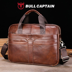 BULLCAPTAIN Sac à main pour homme en cuir véritable souple, sacoche d'affaires écologique, style tendance, sacoche en cuir de vache, sac à main pour homme - Product Image 1