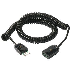 Black Coiled <b>Extension</b> Cord 15m With Plug And <b>Socket</b> For Indoor Use - Product Image 1