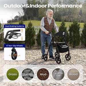 Andador Plegable Ergonómico para Adultos Mayores con Asiento y Respaldo, Caminador Ajustable con Ruedas - Product Image 5