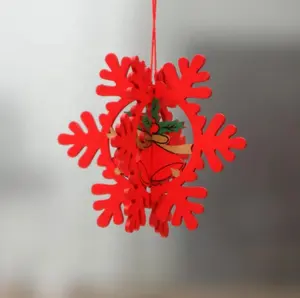 3D圣诞装饰品木质挂吊坠星星圣诞树铃铛圣诞装饰家庭聚会新年Navidad