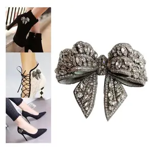 Hebilla de zapato con diamantes de imitación de mariposa, elegante, para decoración de boda y fiesta