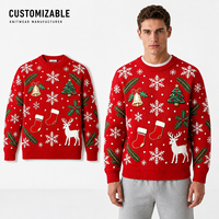 Pulls de Noël en jacquard motif renne rouge, sur mesure, ODM, pour femmes, collection automne-hiver