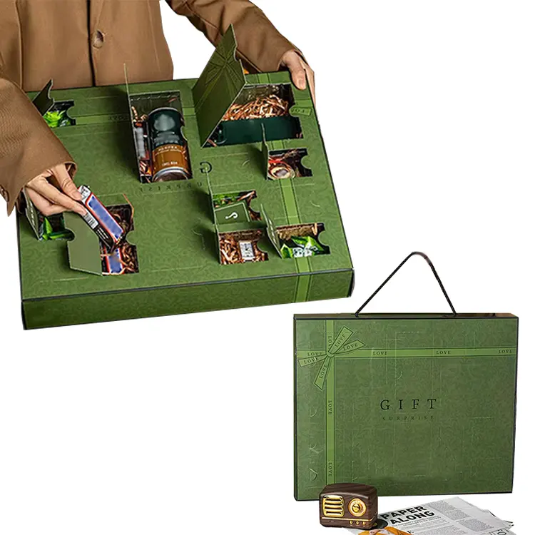 Дизайн, печать по индивидуальному заказу, зеленая коробка для слез, пустой календарь для подарка, упаковка на День Святого Валентина