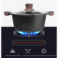 Marmite en pierre de Maifan avec revêtement céramique antiadhésif et couvercle en verre trempé, compatible gaz et induction, design contemporain